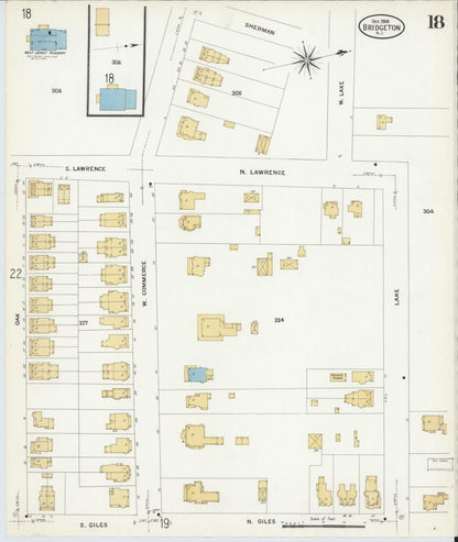 Sanborn Fire Insurance Map from Bridgeton, Cumberland County, New Jersey (1908), Sheet #0018 - Complete Map Set gallery image, historic Sanborn map, vintage wall art, New Jersey New Jersey
