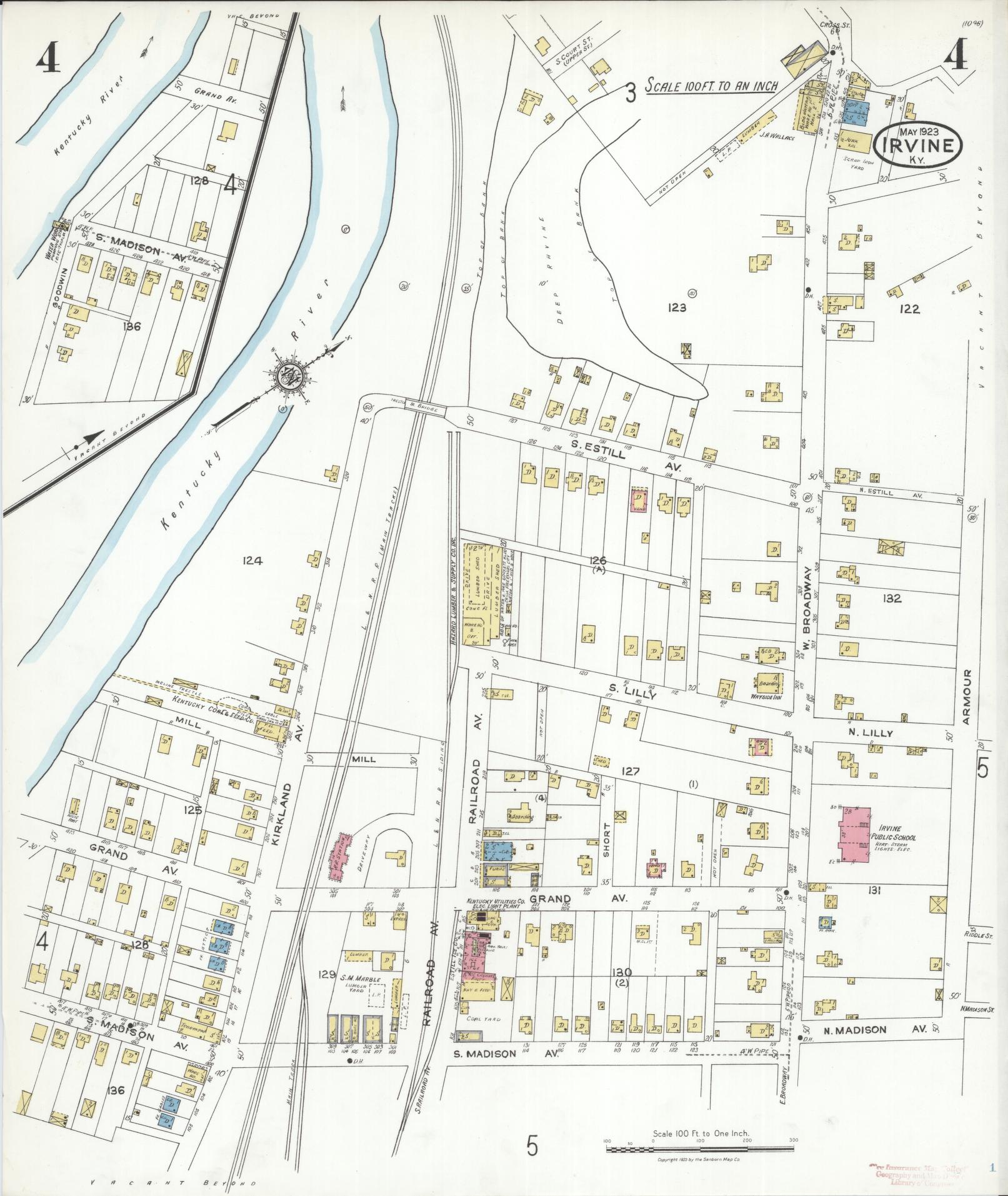 Sanborn Fire Insurance Map from Irvine, Estill County, Kentucky (1923), Sheet #0004 - Complete Map Set gallery image, historic Sanborn map, vintage wall art, Kentucky Kentucky