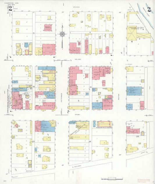 Sanborn Fire Insurance Map from Cambridge, Furnas County, Nebraska (1936), Sheet #0002 - Historic Sanborn Fire Insurance Map Print, vintage old map wall art, antique decor, genealogy gift, Nebraska Nebraska map