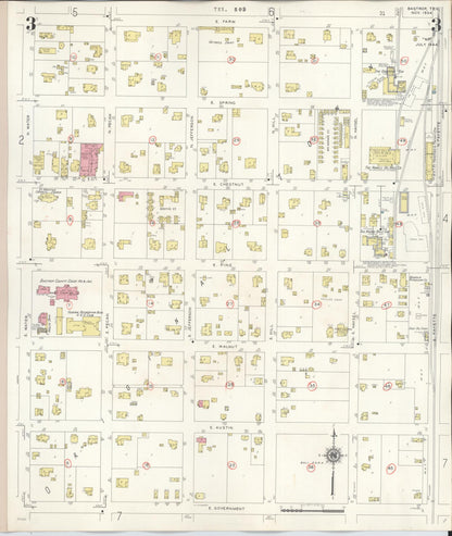 Sanborn Fire Insurance Map from Bastrop, Bastrop County, Texas (1944), Sheet #0003 - Complete Map Set gallery image, historic Sanborn map, vintage wall art, Texas Texas