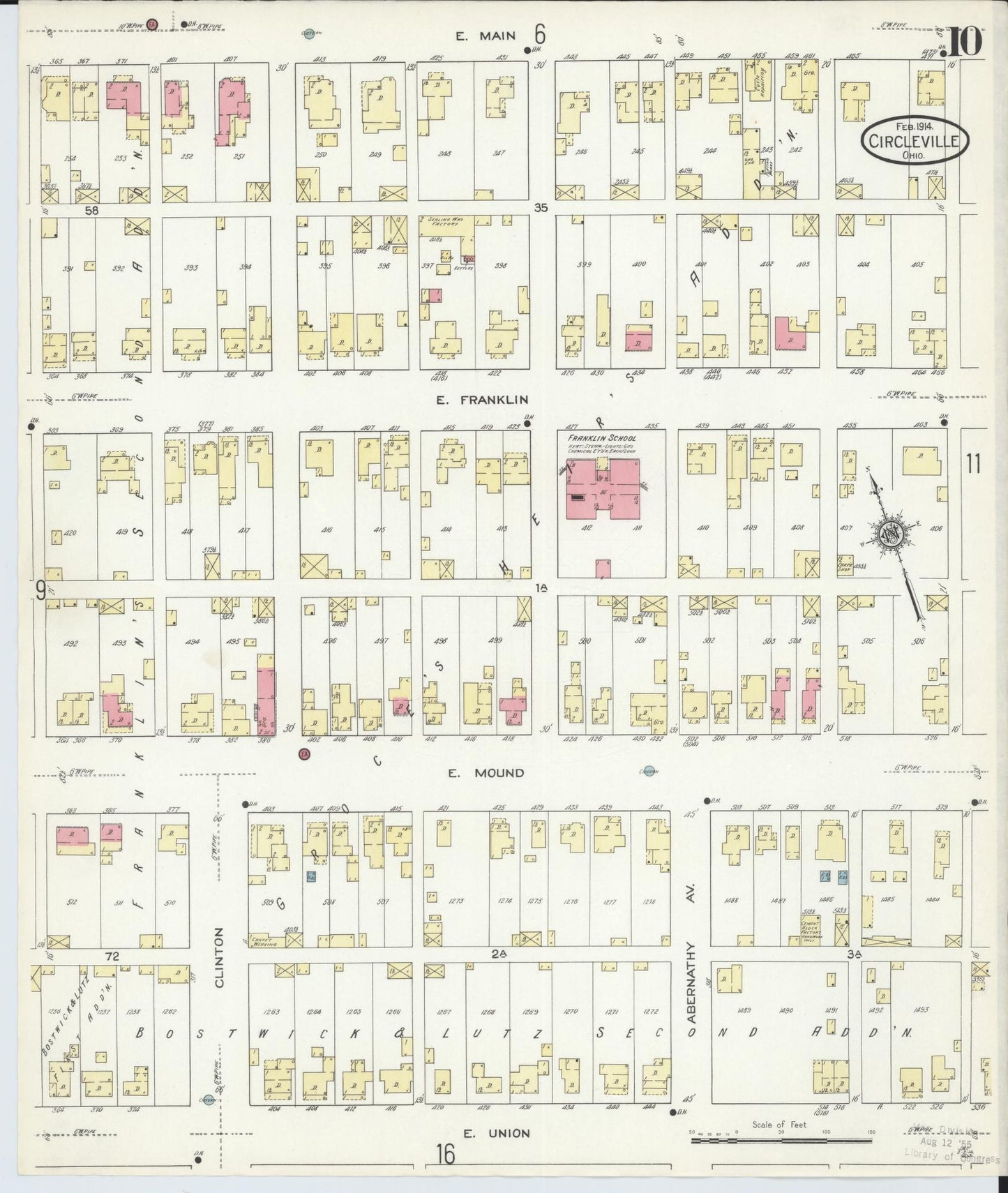 Sanborn Fire Insurance Map from Circleville, Pickaway County, Ohio (1914), Sheet #0010 - Historic Sanborn Fire Insurance Map Print, vintage old map wall art, antique decor, genealogy gift, Ohio Ohio map