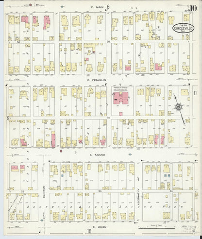 Sanborn Fire Insurance Map from Circleville, Pickaway County, Ohio (1914), Sheet #0010 - Historic Sanborn Fire Insurance Map Print, vintage old map wall art, antique decor, genealogy gift, Ohio Ohio map