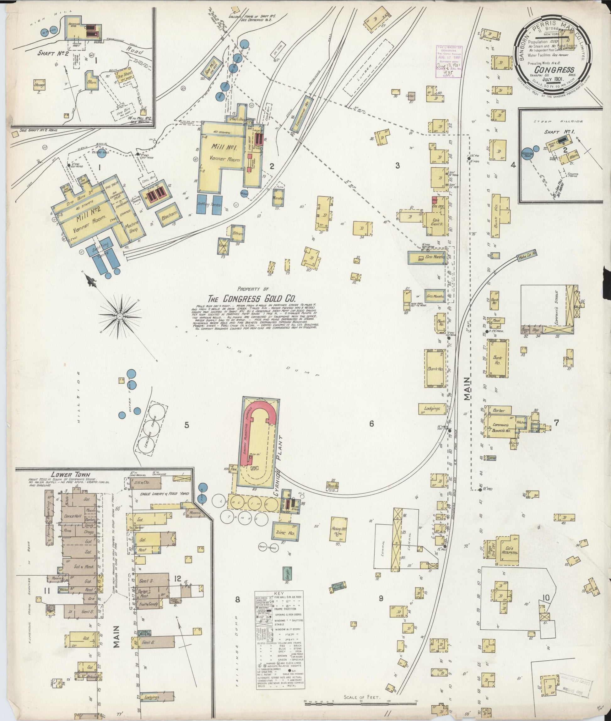 Sanborn Fire Insurance Map from Congress, Yavapai County, Arizona (1901), Sheet #0001 - Historic Sanborn Fire Insurance Map Print, vintage old map wall art, antique decor, genealogy gift, Arizona Arizona map