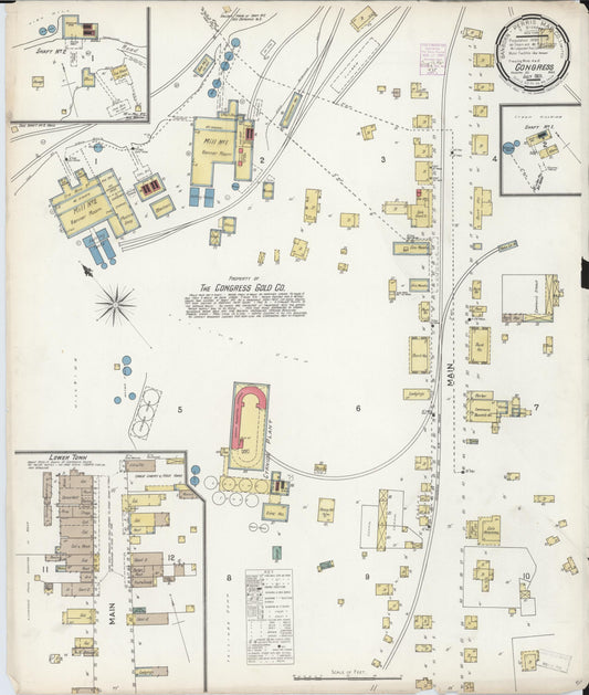 Sanborn Fire Insurance Map from Congress, Yavapai County, Arizona (1901), Sheet #0001 - Historic Sanborn Fire Insurance Map Print, vintage old map wall art, antique decor, genealogy gift, Arizona Arizona map