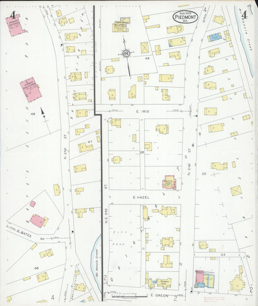 Sanborn Fire Insurance Map from Piedmont, Wayne County, Missouri (1929), Sheet #0004 - Historic Sanborn Fire Insurance Map Print, vintage old map wall art, antique decor, genealogy gift, Missouri Missouri map