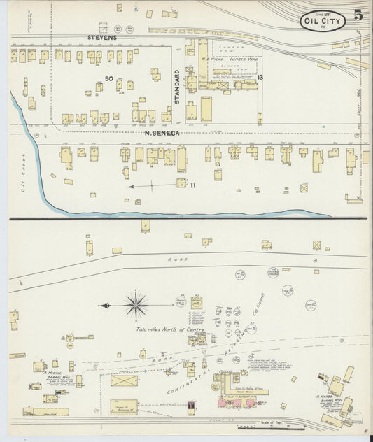Sanborn Fire Insurance Map from Oil City, Venango County, Pennsylvania (1891), Sheet #0005 - Historic Sanborn Fire Insurance Map Print, vintage old map wall art, antique decor, genealogy gift, Pennsylvania Pennsylvania map