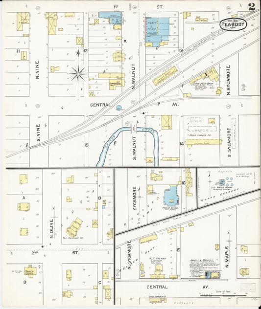 Sanborn Fire Insurance Map from Peabody, Marion County, Kansas (1892), Sheet #0002 - Complete Map Set gallery image, historic Sanborn map, vintage wall art, Kansas Kansas