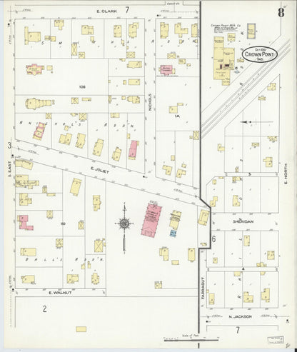Sanborn Fire Insurance Map from Crown Point, Lake County, Indiana (1910), Sheet #0008 - Complete Map Set gallery image, historic Sanborn map, vintage wall art, Indiana Indiana