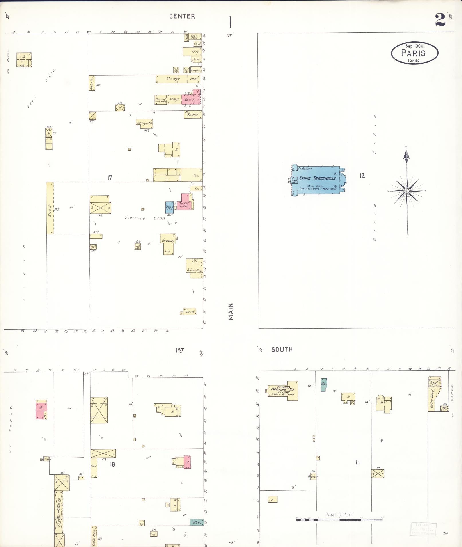 Sanborn Fire Insurance Map from Paris, Bear Lake County, Idaho (1900), Sheet #0002 - Historic Sanborn Fire Insurance Map Print, vintage old map wall art, antique decor, genealogy gift, Idaho Idaho map