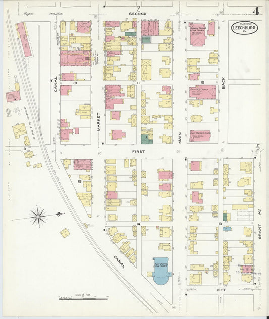 Sanborn Fire Insurance Map from Leechburg, Armstrong County, Pennsylvania (1909), Sheet #0004 - Historic Sanborn Fire Insurance Map Print, vintage old map wall art, antique decor, genealogy gift, Pennsylvania Pennsylvania map