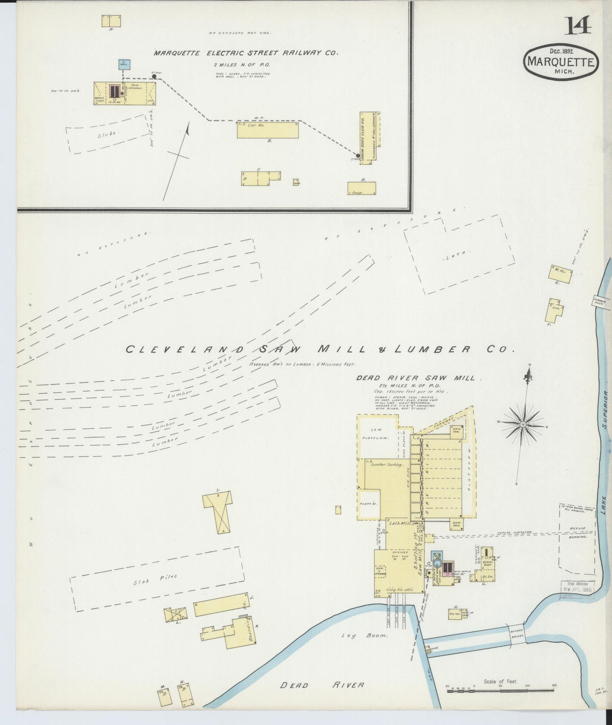 Sanborn Fire Insurance Map from Marquette, Marquette County, Michigan (1892), Sheet #0014 - Historic Sanborn Fire Insurance Map Print, vintage old map wall art, antique decor, genealogy gift, Michigan Michigan map