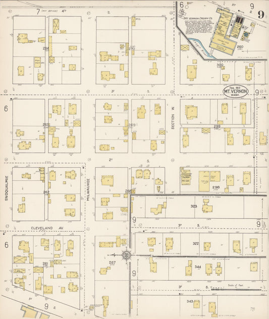 Sanborn Fire Insurance Map from Mount Vernon, Skagit County, Washington (1912), Sheet #0009 - Historic Sanborn Fire Insurance Map Print, vintage old map wall art, antique decor, genealogy gift, Washington Washington map