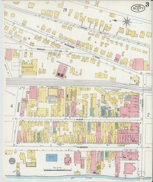 Sanborn Fire Insurance Map from Oil City, Venango County, Pennsylvania (1906), Sheet #0003 - Historic Sanborn Fire Insurance Map Print, vintage old map wall art, antique decor, genealogy gift, Pennsylvania Pennsylvania map