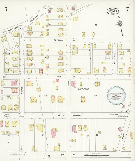 Sanborn Fire Insurance Map from Irwin, Westmoreland County, Pennsylvania (1925), Sheet #0007 - Historic Sanborn Fire Insurance Map Print, vintage old map wall art, antique decor, genealogy gift, Pennsylvania Pennsylvania map