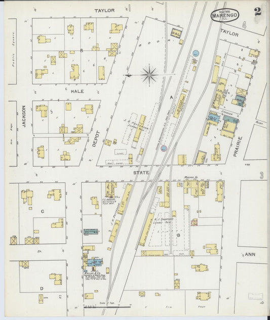 Sanborn Fire Insurance Map from Marengo, McHenry County, Illinois (1893), Sheet #0002 - Historic Sanborn Fire Insurance Map Print, vintage old map wall art, antique decor, genealogy gift, Illinois Illinois map