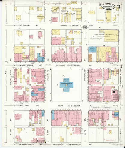 Sanborn Fire Insurance Map from Winterset, Madison County, Iowa (1916), Sheet #0003 - Historic Sanborn Fire Insurance Map Print, vintage old map wall art