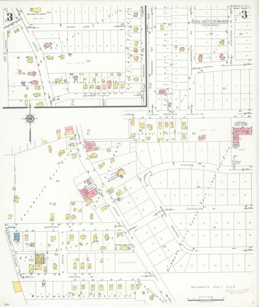 Sanborn Fire Insurance Map from Deerfield, Lake County, Illinois (1935), Sheet #0003 - Historic Sanborn Fire Insurance Map Print, vintage old map wall art, antique decor, genealogy gift, Illinois Illinois map