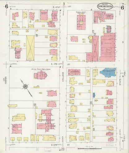 Sanborn Fire Insurance Map from Bowling Green, Warren County, Kentucky (1925), Sheet #0006 - Complete Map Set gallery image, historic Sanborn map, vintage wall art, Kentucky Kentucky