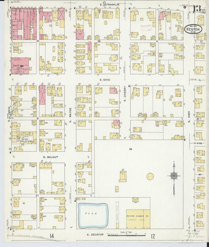 Sanborn Fire Insurance Map from Kenton, Hardin County, Ohio (1911), Sheet #0013 - Complete Map Set gallery image, historic Sanborn map, vintage wall art, Ohio Ohio