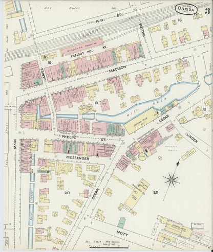 Sanborn Fire Insurance Map from Oneida, Madison County, New York (1890), Sheet #0003 - Complete Map Set gallery image, historic Sanborn map, vintage wall art, New York New York