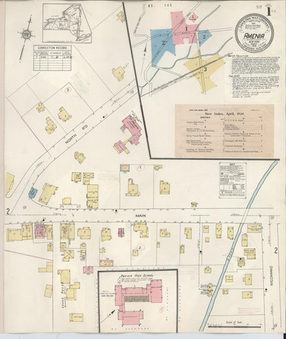 Sanborn Fire Insurance Map from Amenia, Dutchess County, New York (1934), Sheet #0001 - Complete Map Set gallery image, historic Sanborn map, vintage wall art, New York New York