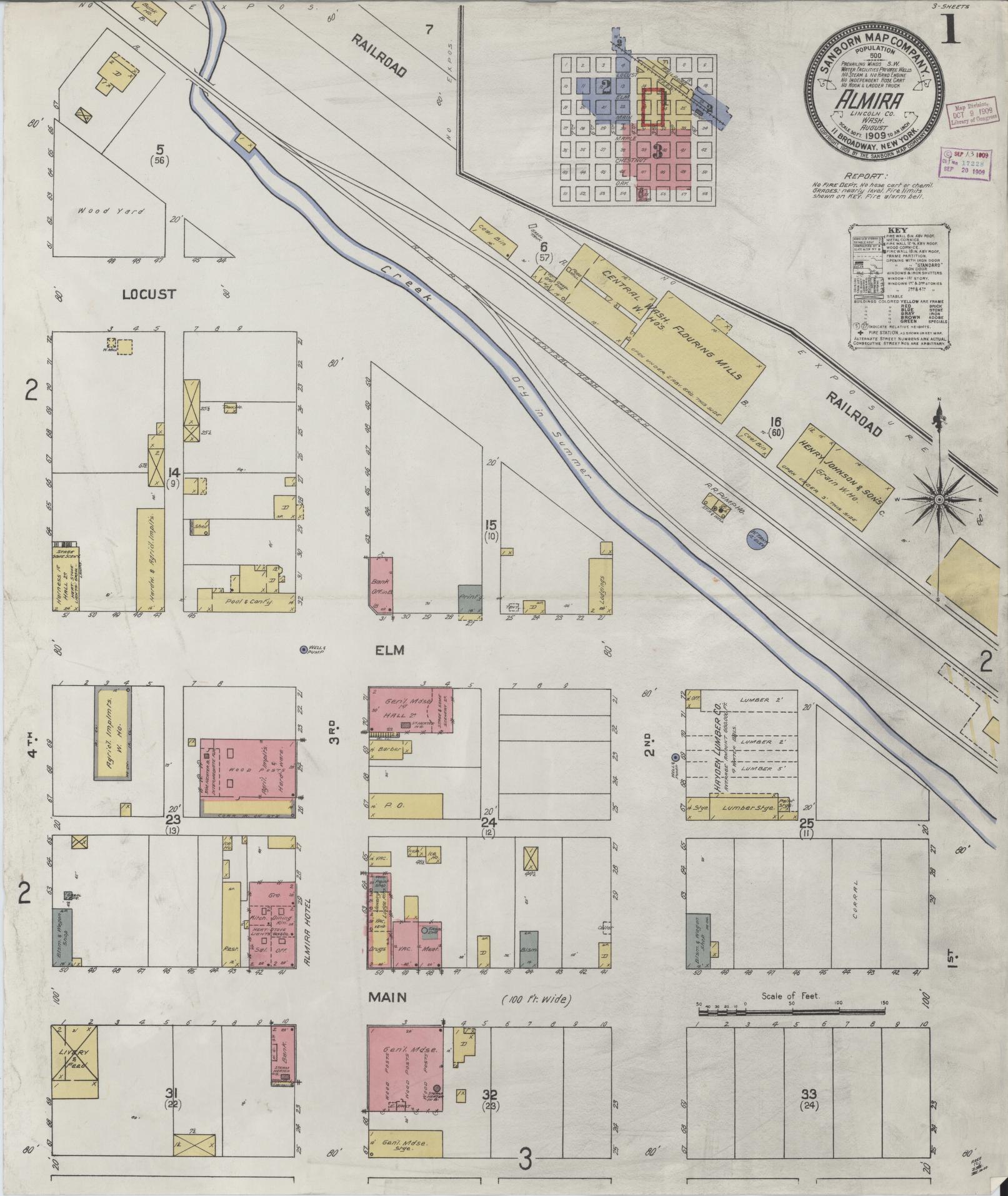 Sanborn Fire Insurance Map from Almira, Lincoln County, Washington. (1909) – Historic Sanborn Fire Insurance Map Print