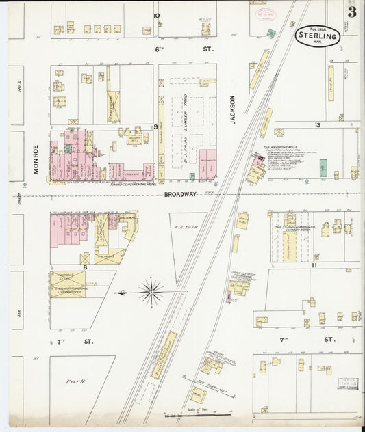 Sanborn Fire Insurance Map from Sterling, Rice County, Kansas (1888), Sheet #0003 - Historic Sanborn Fire Insurance Map Print, vintage old map wall art, antique decor, genealogy gift, Kansas Kansas map