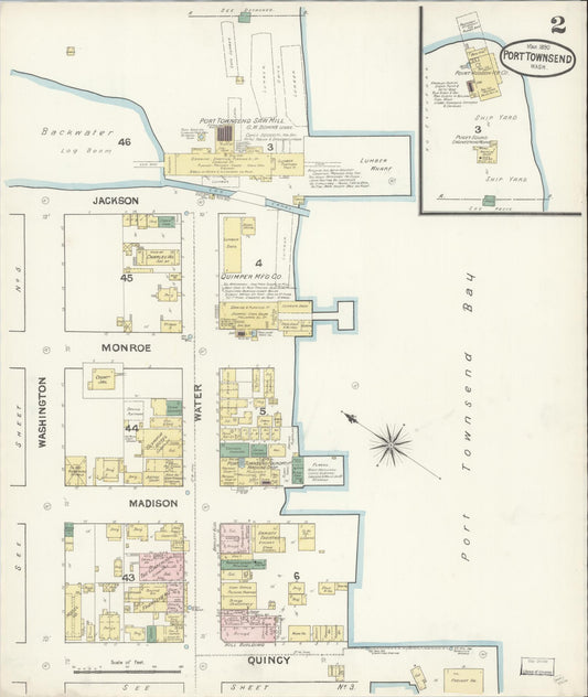 Sanborn Fire Insurance Map from Port Townsend, Jefferson County, Washington (1890), Sheet #0002 - Historic Sanborn Fire Insurance Map Print, vintage old map wall art, antique decor, genealogy gift, Washington Washington map