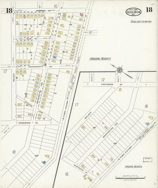 Sanborn Fire Insurance Map from Audubon, Camden County, New Jersey (1924), Sheet #0018 - Historic Sanborn Fire Insurance Map Print, vintage old map wall art, antique decor, genealogy gift, New Jersey New Jersey map