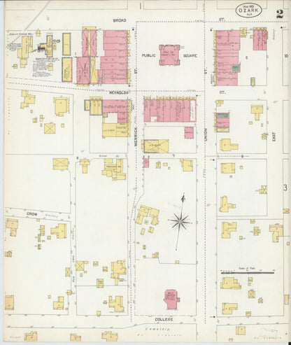 Sanborn Fire Insurance Map from Ozark, Dale County, Alabama (1903), Sheet #0002 - Complete Map Set gallery image, historic Sanborn map, vintage wall art, Alabama Alabama