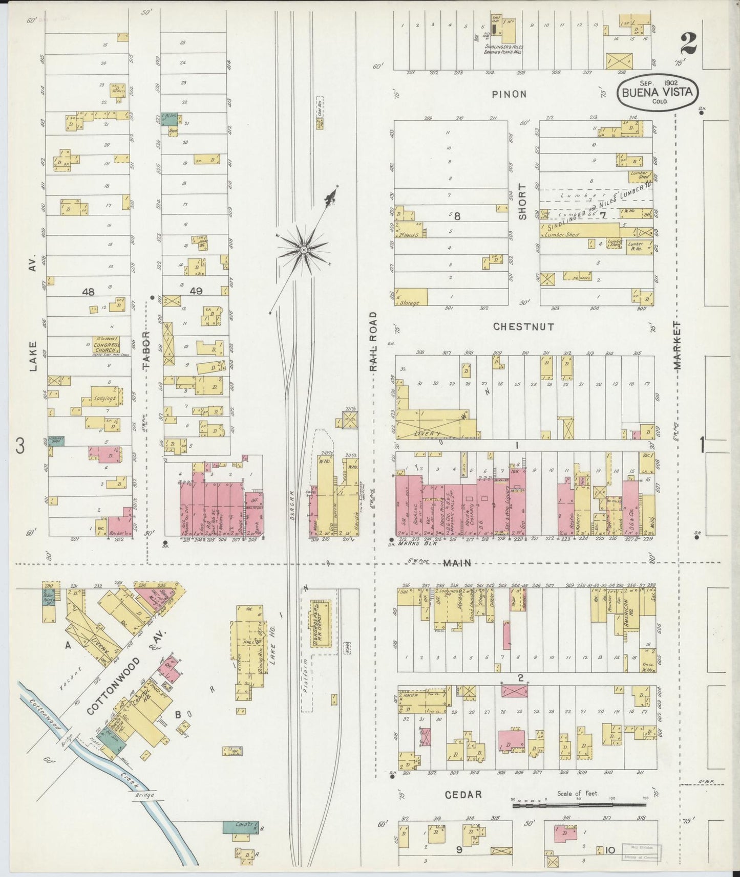 Sanborn Fire Insurance Map from Buena Vista, Chaffee County, Colorado (1902), Sheet #0002 - Complete Map Set gallery image, historic Sanborn map, vintage wall art, Colorado Colorado