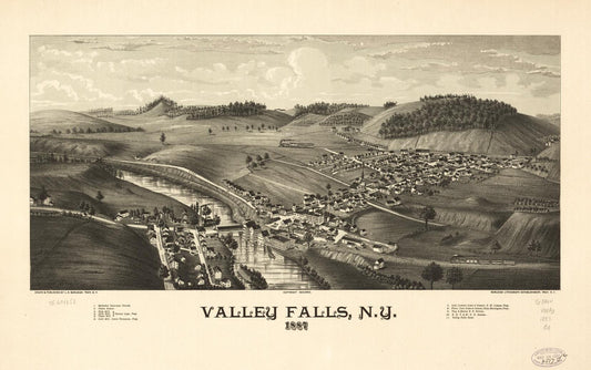 Valley Falls, N.Y. 1887. (1887) – Historic Bird’s-Eye View Panorama Print