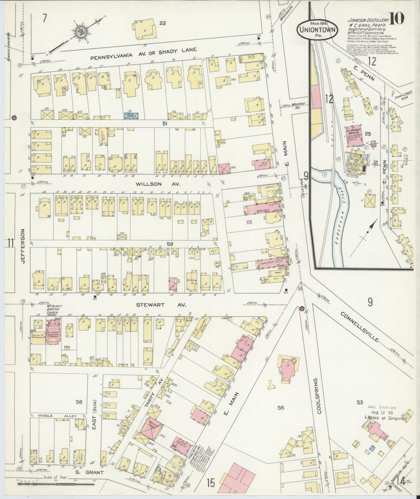 Sanborn Fire Insurance Map from Uniontown, Fayette County, Pennsylvania (1914), Sheet #0010 - Complete Map Set gallery image, historic Sanborn map, vintage wall art, Pennsylvania Pennsylvania