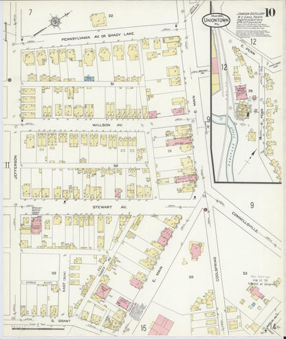 Sanborn Fire Insurance Map from Uniontown, Fayette County, Pennsylvania (1914), Sheet #0010 - Complete Map Set gallery image, historic Sanborn map, vintage wall art, Pennsylvania Pennsylvania