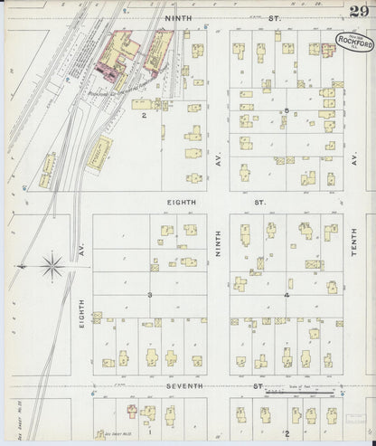 Sanborn Fire Insurance Map from Rockford, Winnebago County, Illinois (1891), Sheet #0029 - Complete Map Set gallery image, historic Sanborn map, vintage wall art, Illinois Illinois