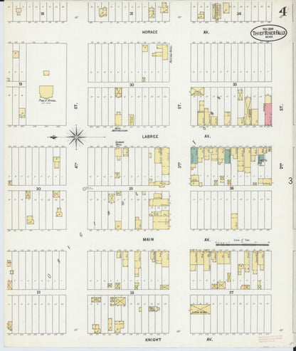 Sanborn Fire Insurance Map from Thief River Falls, Pennington County, Minnesota (1899), Sheet #0004 - Complete Map Set gallery image, historic Sanborn map, vintage wall art, Minnesota Minnesota