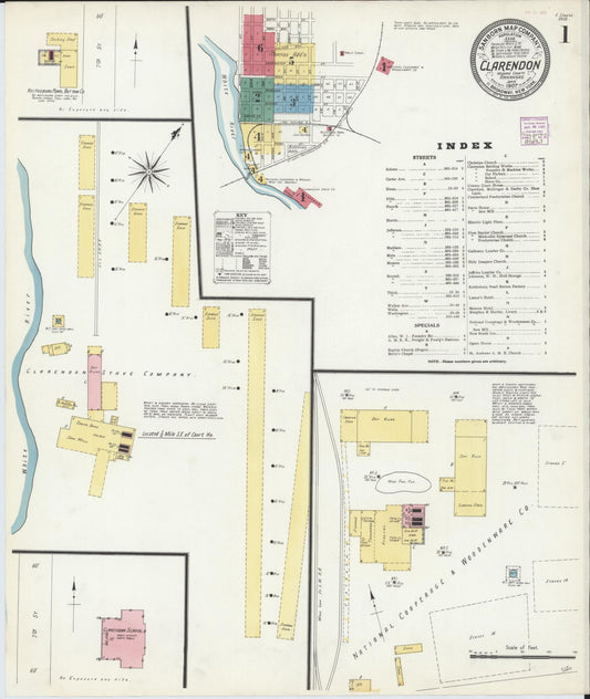 Sanborn Fire Insurance Map from Clarendon, Monroe County, Arkansas. (1907) – Historic Sanborn Fire Insurance Map Print