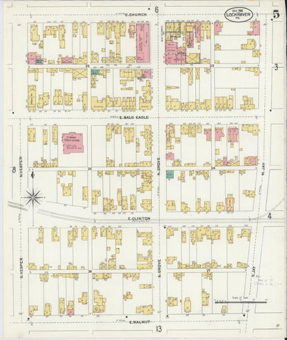 Sanborn Fire Insurance Map from Lock Haven, Clinton County, Pennsylvania (1906), Sheet #0005 - Complete Map Set gallery image, historic Sanborn map, vintage wall art, Pennsylvania Pennsylvania