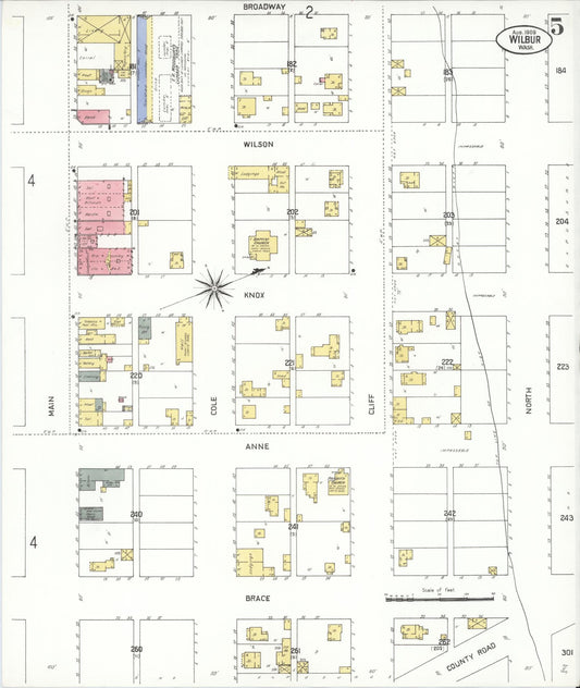 Sanborn Fire Insurance Map from Wilbur, Lincoln County, Washington (1909), Sheet #0005 - Historic Sanborn Fire Insurance Map Print, vintage old map wall art, antique decor, genealogy gift, Washington Washington map