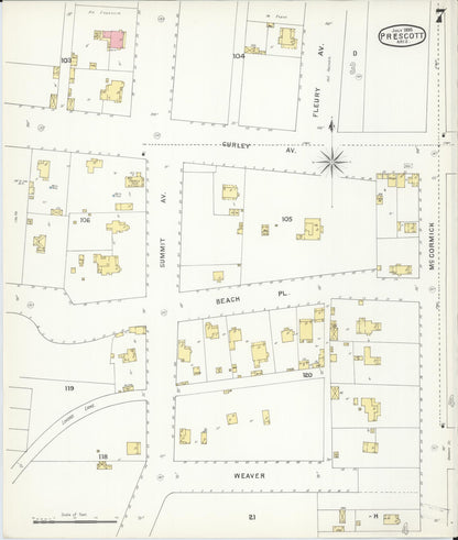 Sanborn Fire Insurance Map from Prescott, Yavapai County, Arizona (1895), Sheet #0007 - Complete Map Set gallery image, historic Sanborn map, vintage wall art, Arizona Arizona