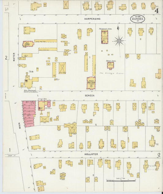 Sanborn Fire Insurance Map from Dundee, Yates County, New York (1898), Sheet #0004 - Historic Sanborn Fire Insurance Map Print, vintage old map wall art, antique decor, genealogy gift, New York New York map