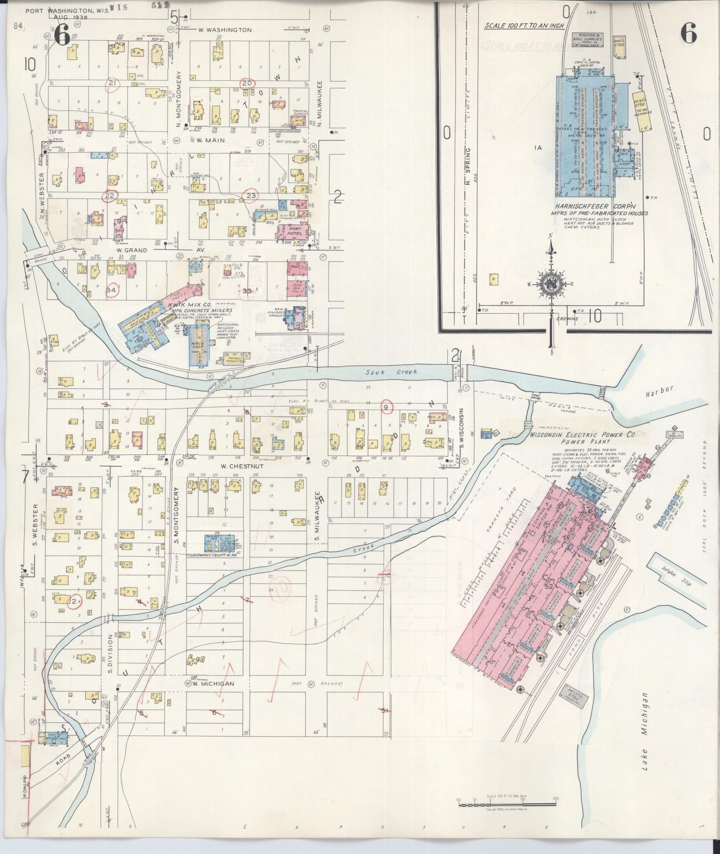 Sanborn Fire Insurance Map from Port Washington, Ozaukee County, Wisconsin (1949), Sheet #0006 - Complete Map Set gallery image, historic Sanborn map, vintage wall art, Wisconsin Wisconsin