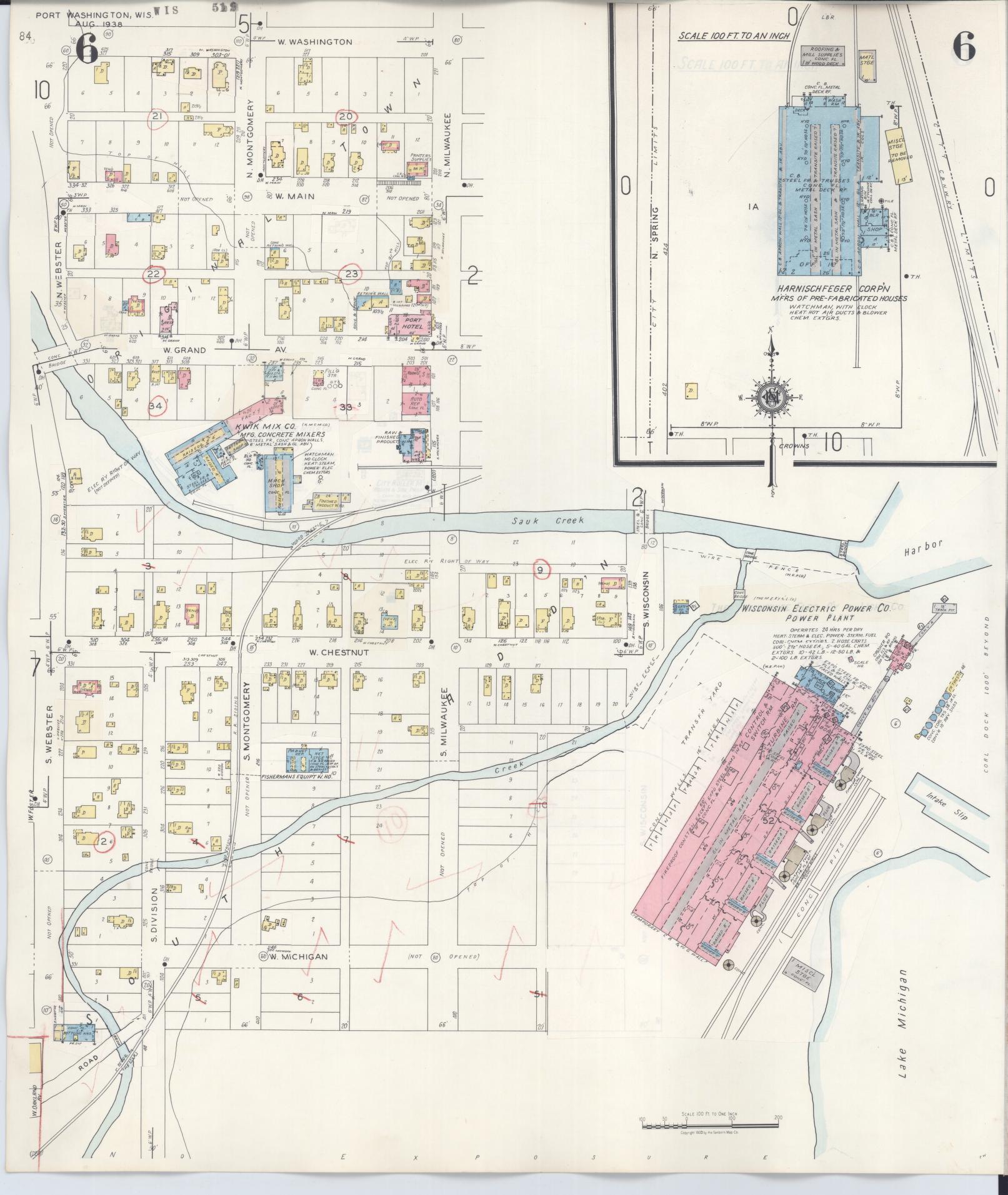 Sanborn Fire Insurance Map from Port Washington, Ozaukee County, Wisconsin (1949), Sheet #0006 - Complete Map Set gallery image, historic Sanborn map, vintage wall art, Wisconsin Wisconsin