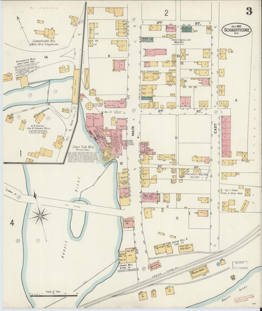 Sanborn Fire Insurance Map from Schaghticoke, Rensselaer County, New York (1902), Sheet #0003 - Historic Sanborn Fire Insurance Map Print, vintage old map wall art, antique decor, genealogy gift, New York New York map