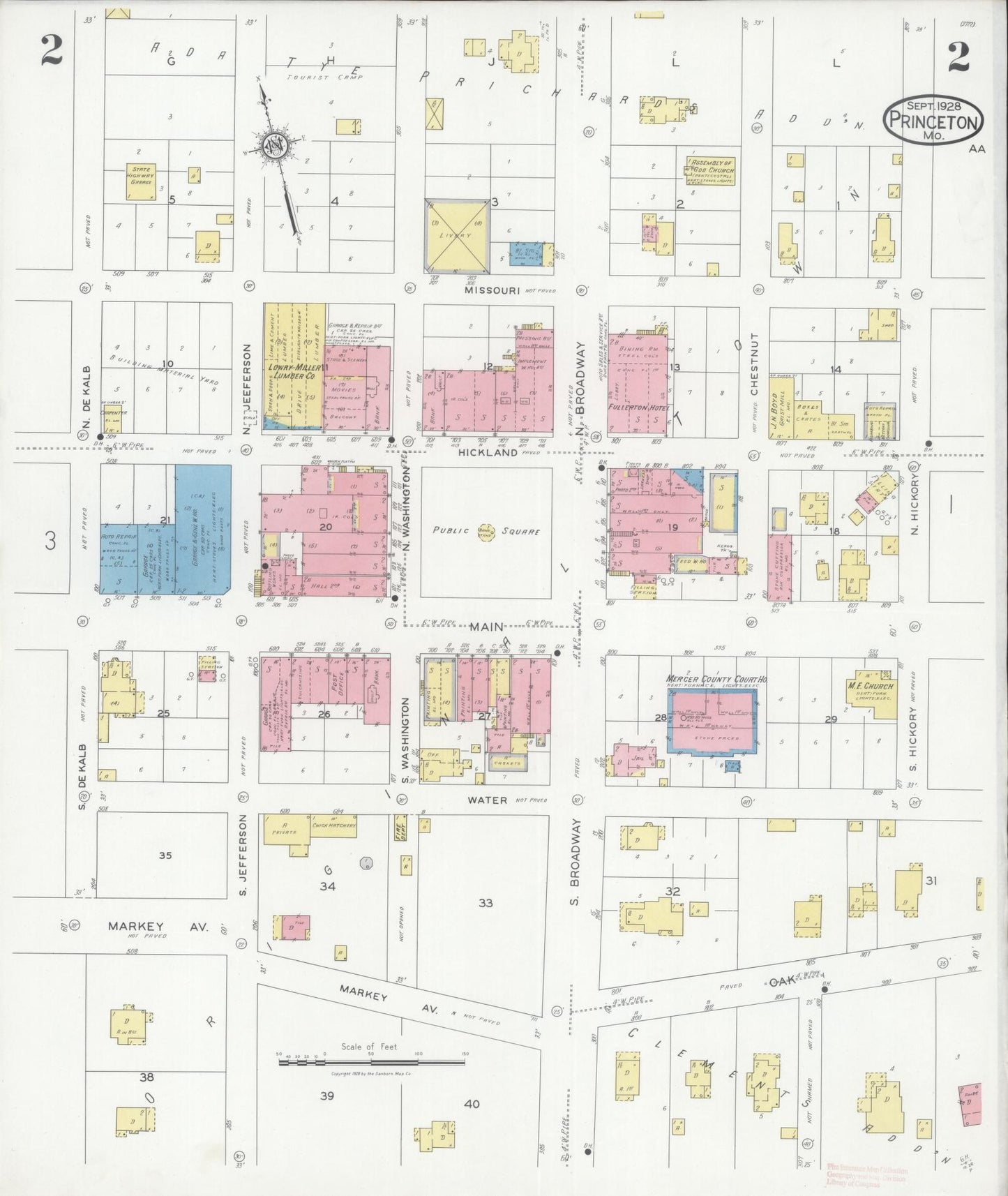 Sanborn Fire Insurance Map from Princeton, Mercer County, Missouri (1928), Sheet #0002 - Complete Map Set gallery image, historic Sanborn map, vintage wall art, Missouri Missouri