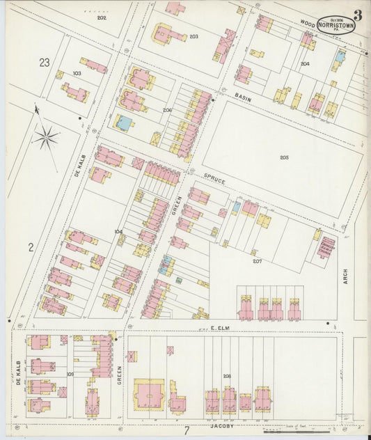 Sanborn Fire Insurance Map from Norristown, Montgomery County, Pennsylvania (1896), Sheet #0003 - Historic Sanborn Fire Insurance Map Print, vintage old map wall art, antique decor, genealogy gift, Pennsylvania Pennsylvania map