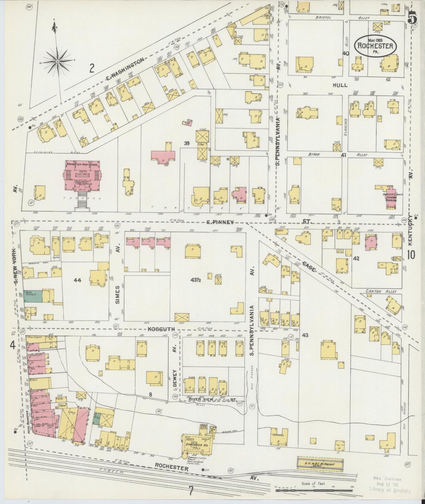 Sanborn Fire Insurance Map from Rochester, Beaver County, Pennsylvania (1903), Sheet #0005 - Complete Map Set gallery image, historic Sanborn map, vintage wall art, Pennsylvania Pennsylvania