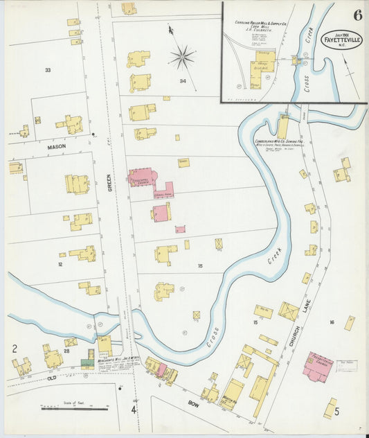 Sanborn Fire Insurance Map from Fayetteville, Cumberland County, North Carolina (1901), Sheet #0006 - Historic Sanborn Fire Insurance Map Print, vintage old map wall art, antique decor, genealogy gift, North Carolina North Carolina map
