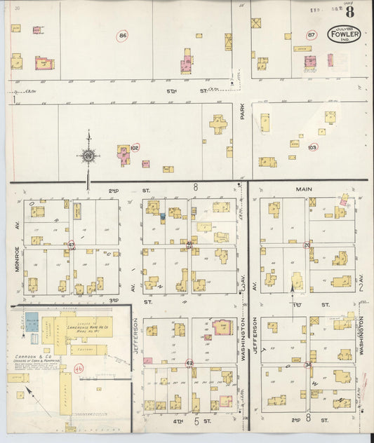 Sanborn Fire Insurance Map from Fowler, Benton County, Indiana (1932), Sheet #0008 - Historic Sanborn Fire Insurance Map Print, vintage old map wall art, antique decor, genealogy gift, Indiana Indiana map