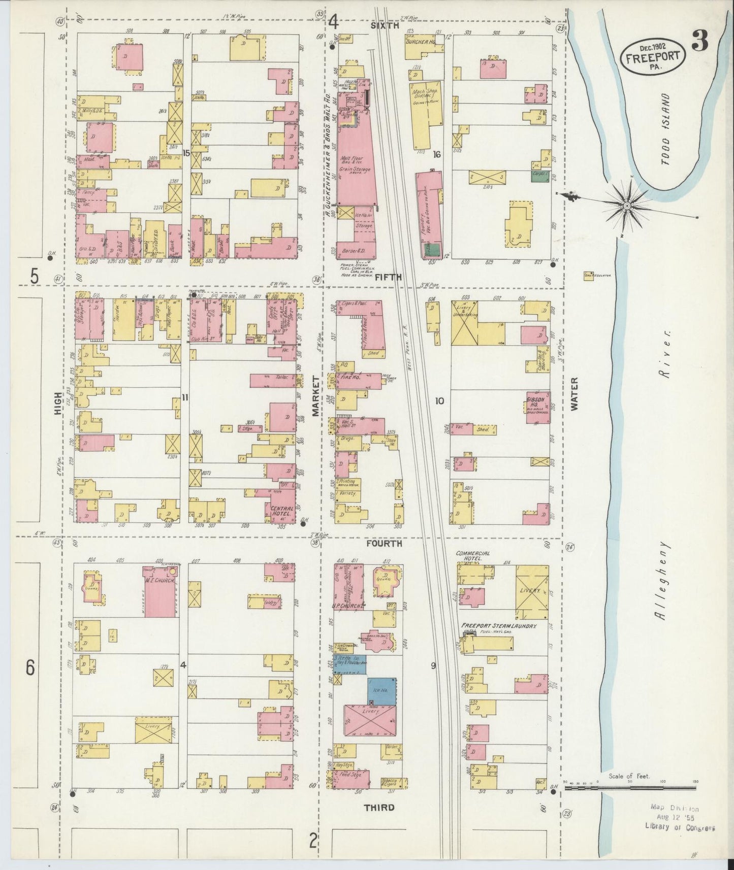 Sanborn Fire Insurance Map from Freeport, Armstrong County, Pennsylvania (1902), Sheet #0003 - Historic Sanborn Fire Insurance Map Print, vintage old map wall art, antique decor, genealogy gift, Pennsylvania Pennsylvania map